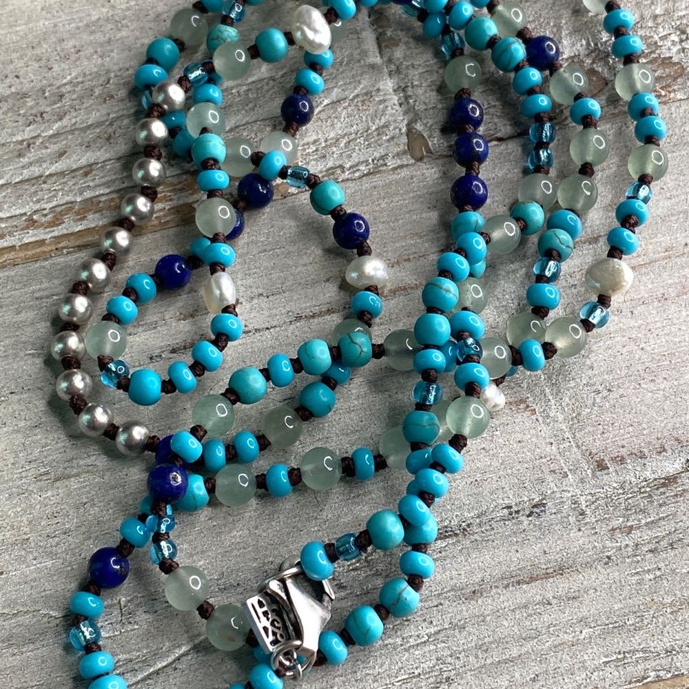 Grace & Heart G&H MIRA 36” NECKLACE .925 STERLING SILVER Lapis PEARL